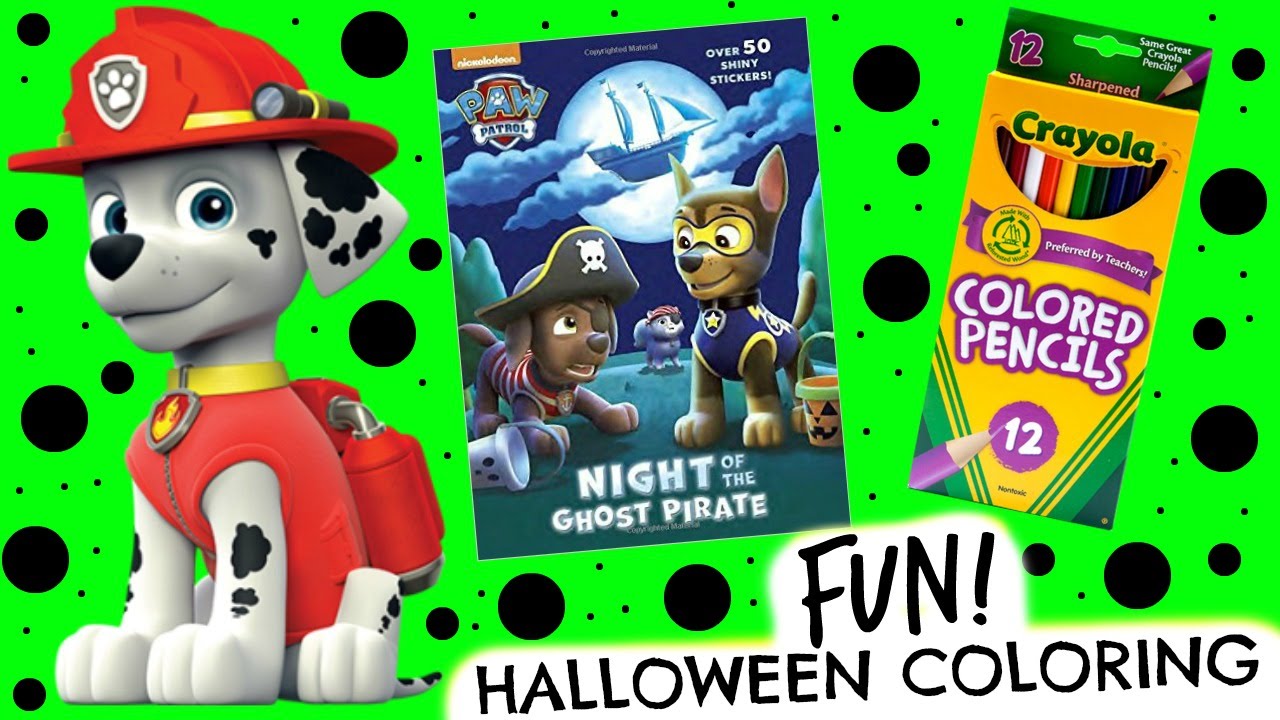 Paw patrol coloring book halloween coloring pages with paw patrol marshall
