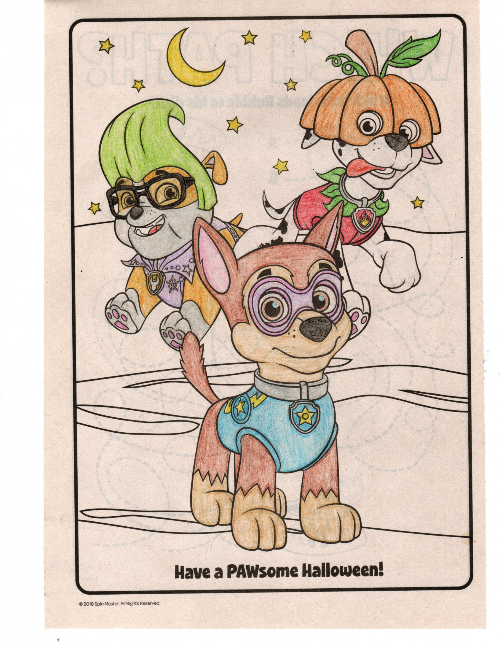 Paw patrol halloween coloring pic by chrisno