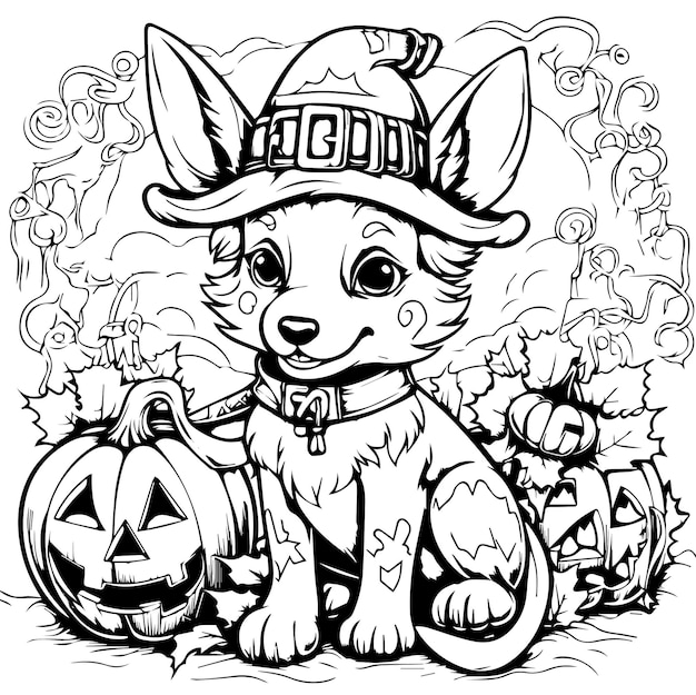 Premium vector cute cartoon halloween coloring pages