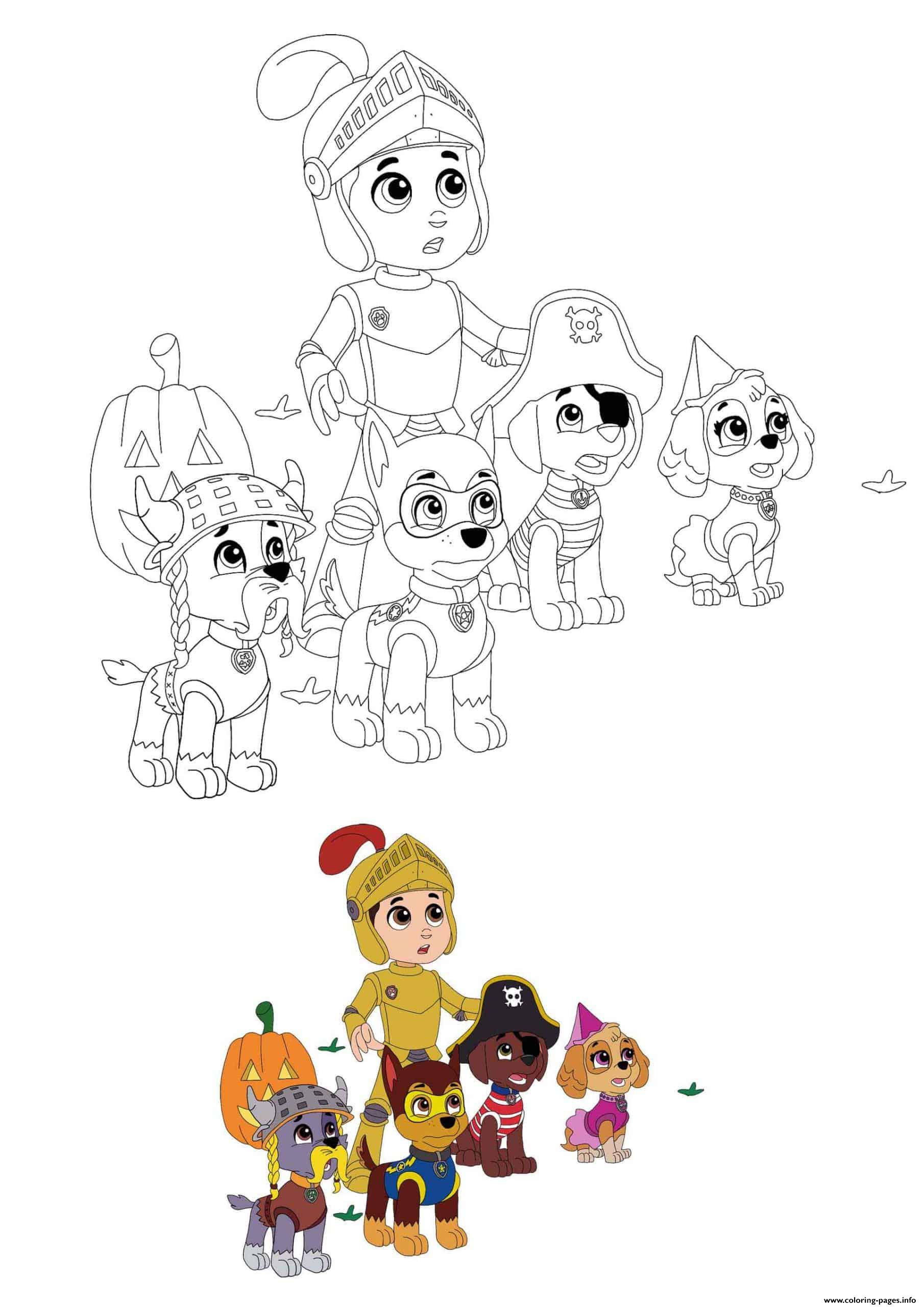 Halloween paw patrol coloring page printable