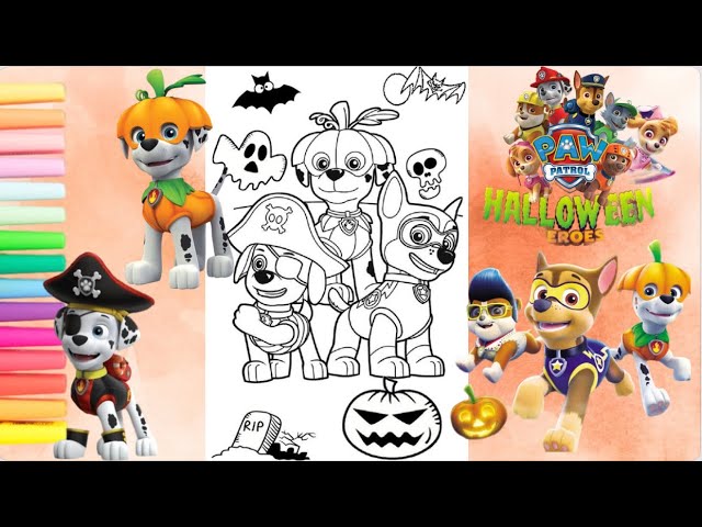 Paw patrol halloween coloring page