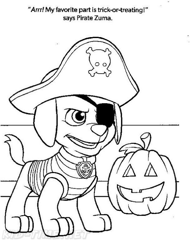 Paw patrol halloween coloring book page
