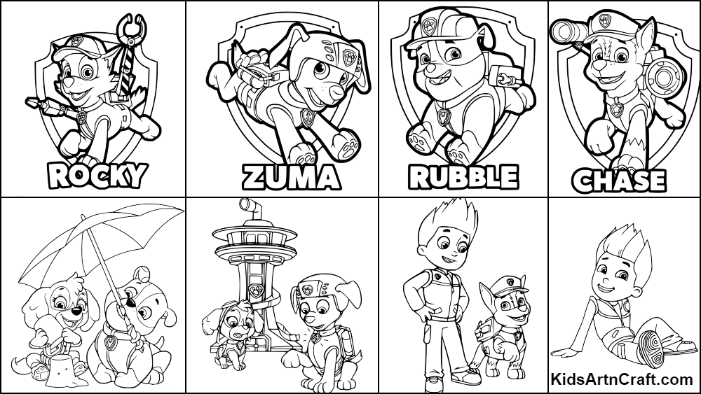 Paw patrol coloring pages for kids