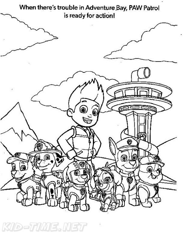 Paw patrol lookout tower coloring book page