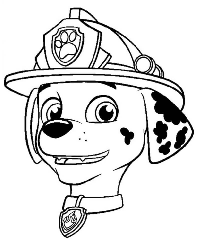 Marshall paw patrol face coloring page