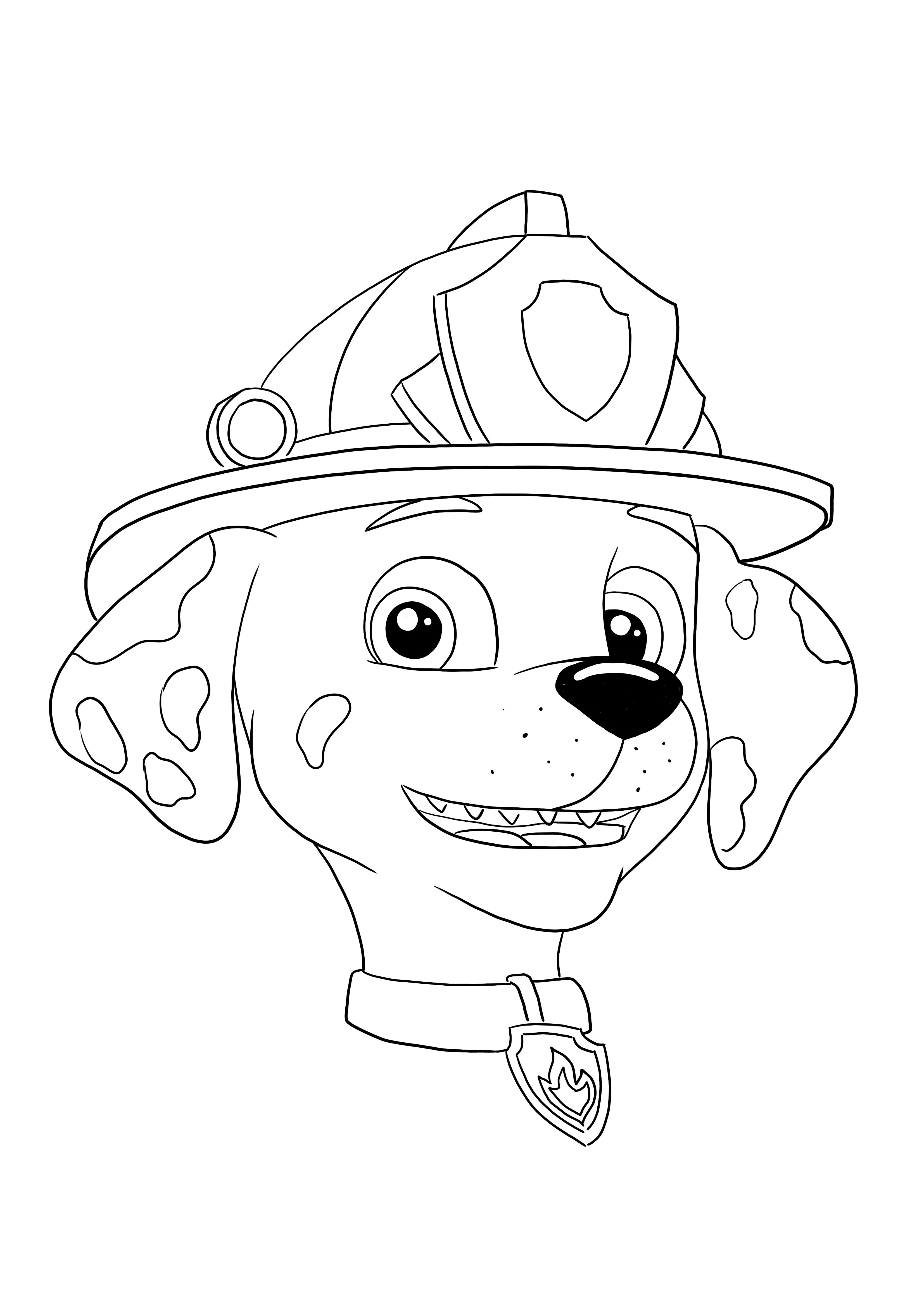 Marshall for paw patrol free downloadable or printable for kids to color