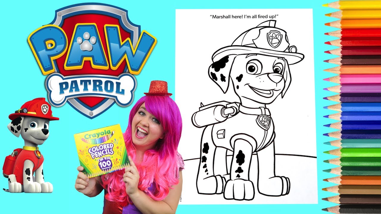 Coloring arshall paw patrol coloring book page crayola colored pencil kii the clown