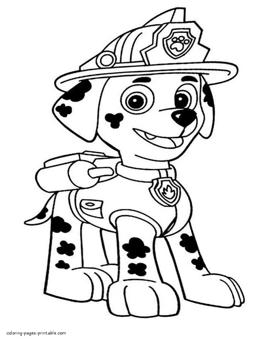 Paw patrol coloring pages for kids puppy marshall coloring