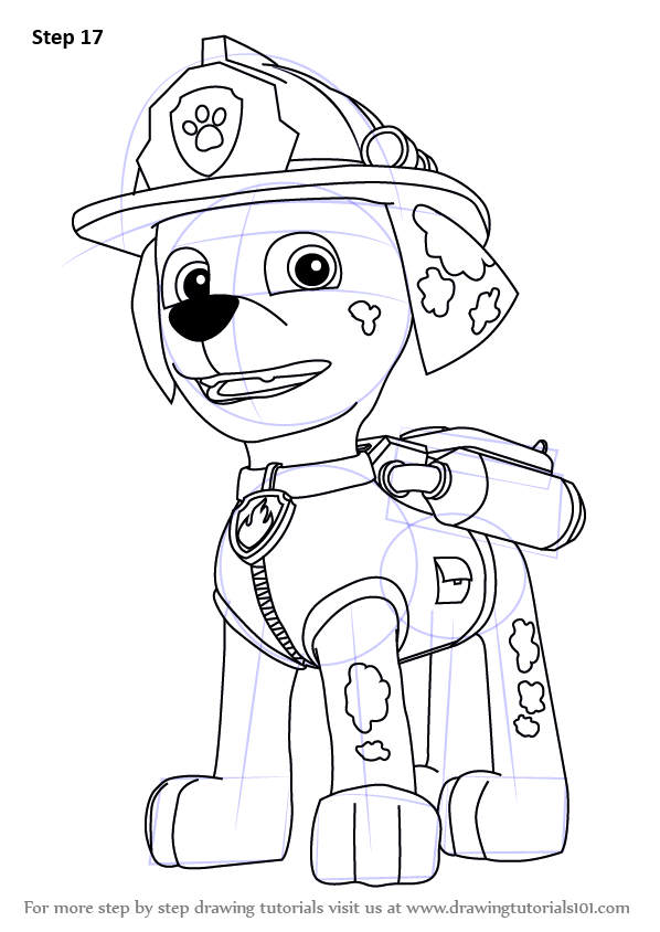 How to draw marshall from paw patrol paw patrol step by step