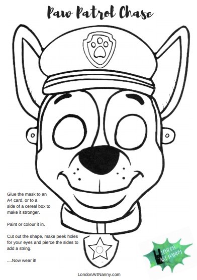 Paw paol chase free face mask printable pdf ausmalbilder ausmalbilder kinder malvorlagen fãr kinder