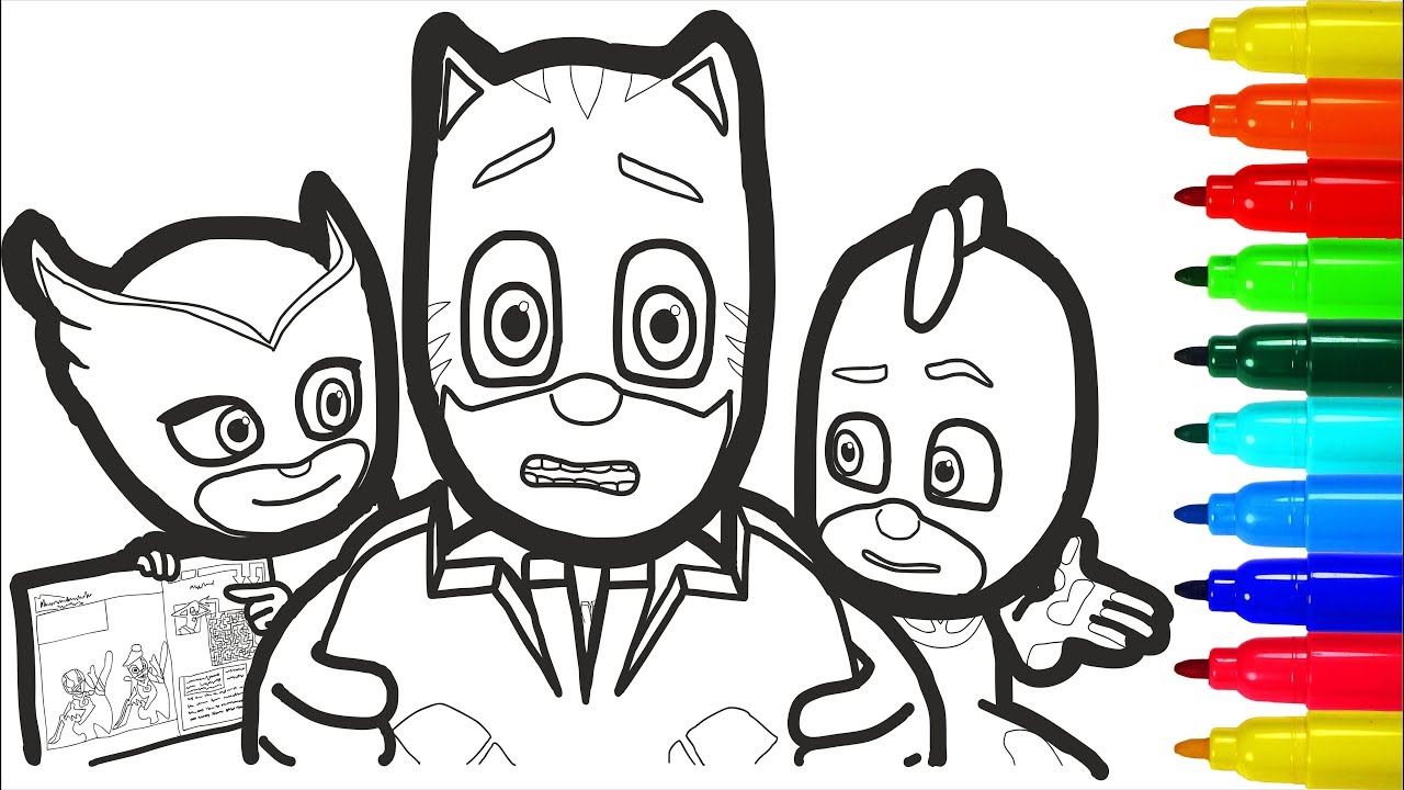 Pj asks paw patrol coloring pages with colored arkers pj asks paw patrol coloring pages