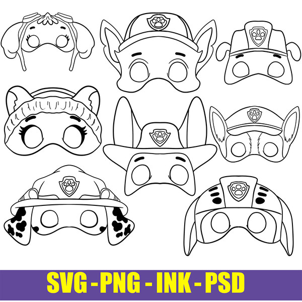 Paw patrol masks svg paw patrol svg birthday cute paw patr