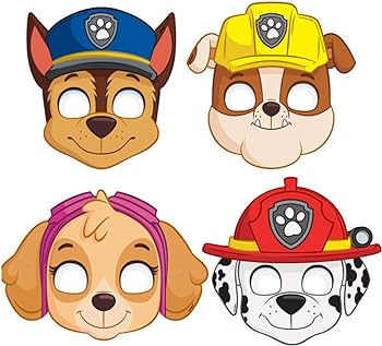 Assorted paw patrol party paper masks pack of