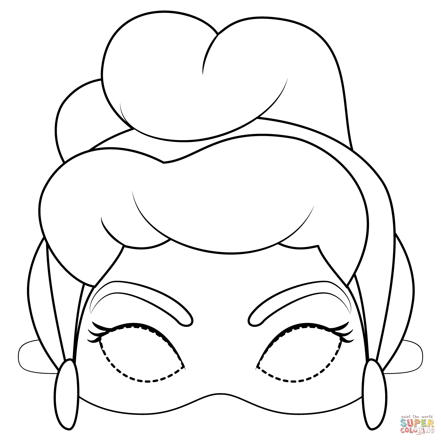 Cinderella mask coloring page free printable coloring pages