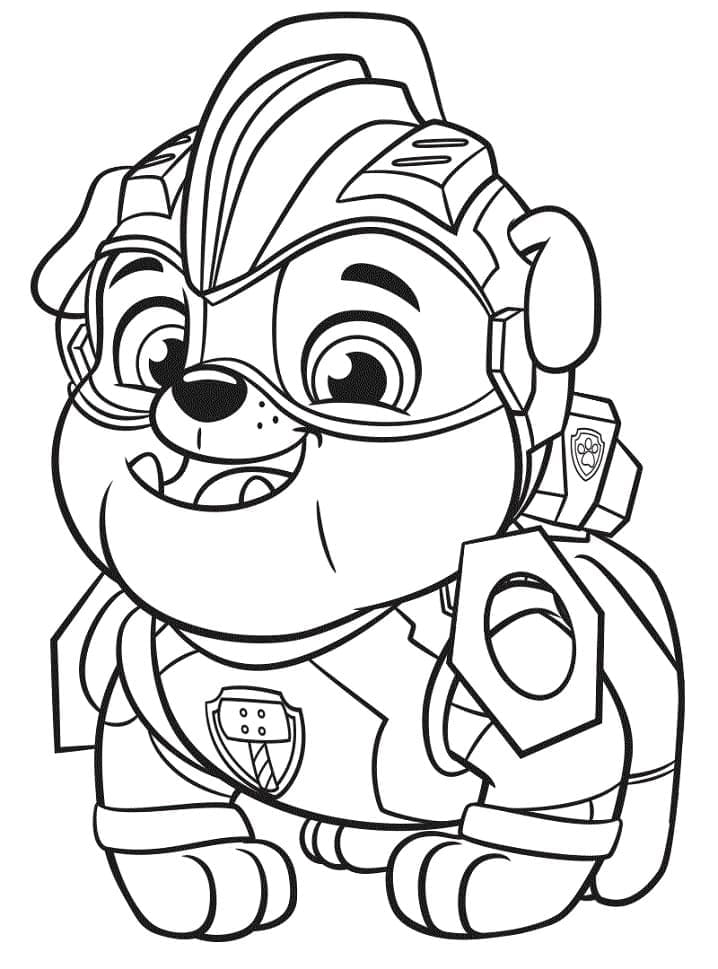 Rubble from paw patrol mighty pups coloring page