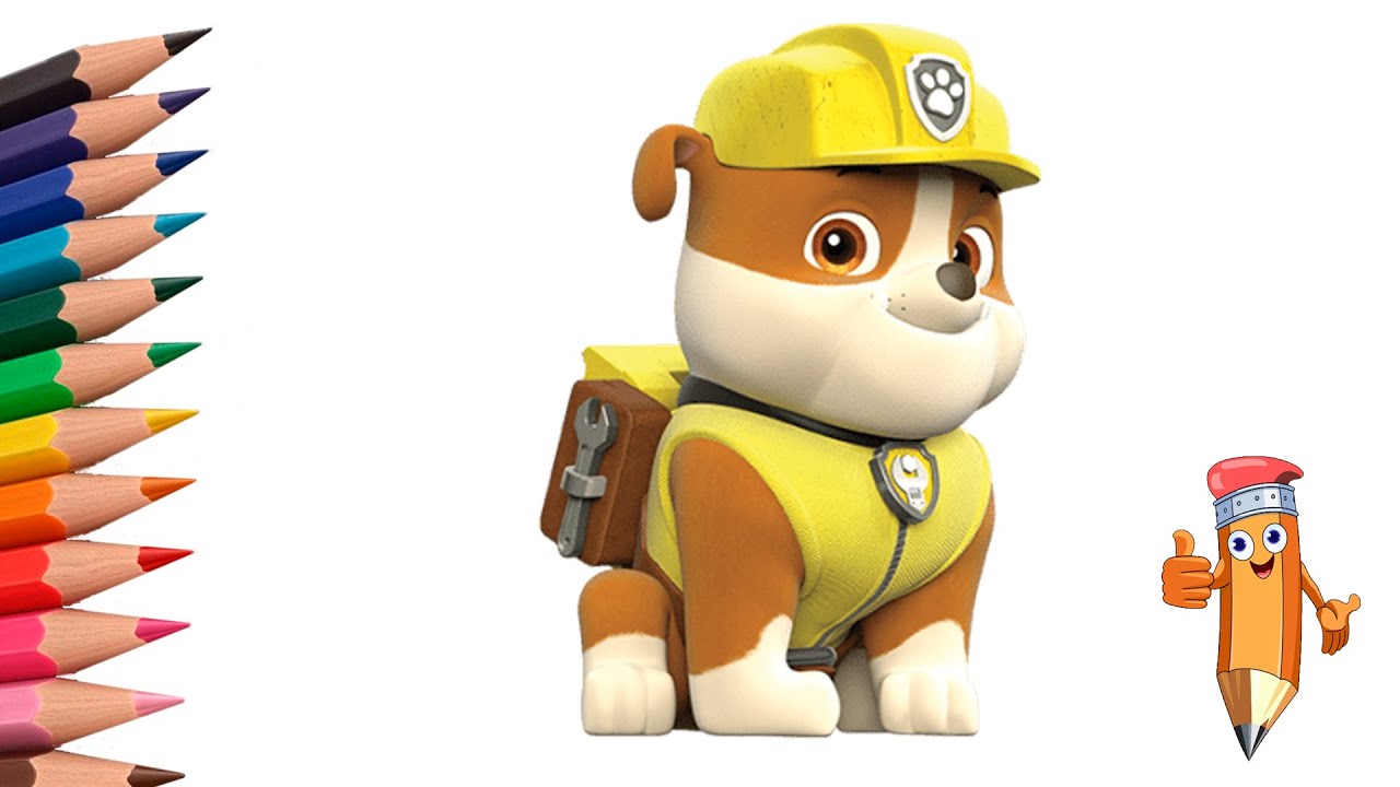 How to easily draw paw patrols rubble step by step
