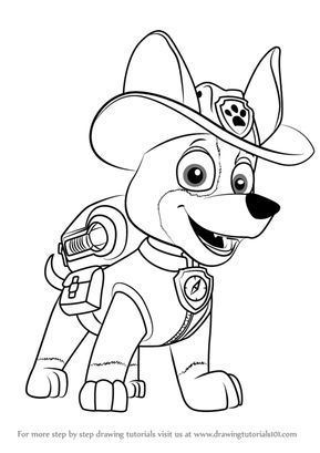 Learn how to draw tracker from paw patrol paw patrol step by step drawing tutorials paw patrol coloring paw patrol coloring pages paw drawing