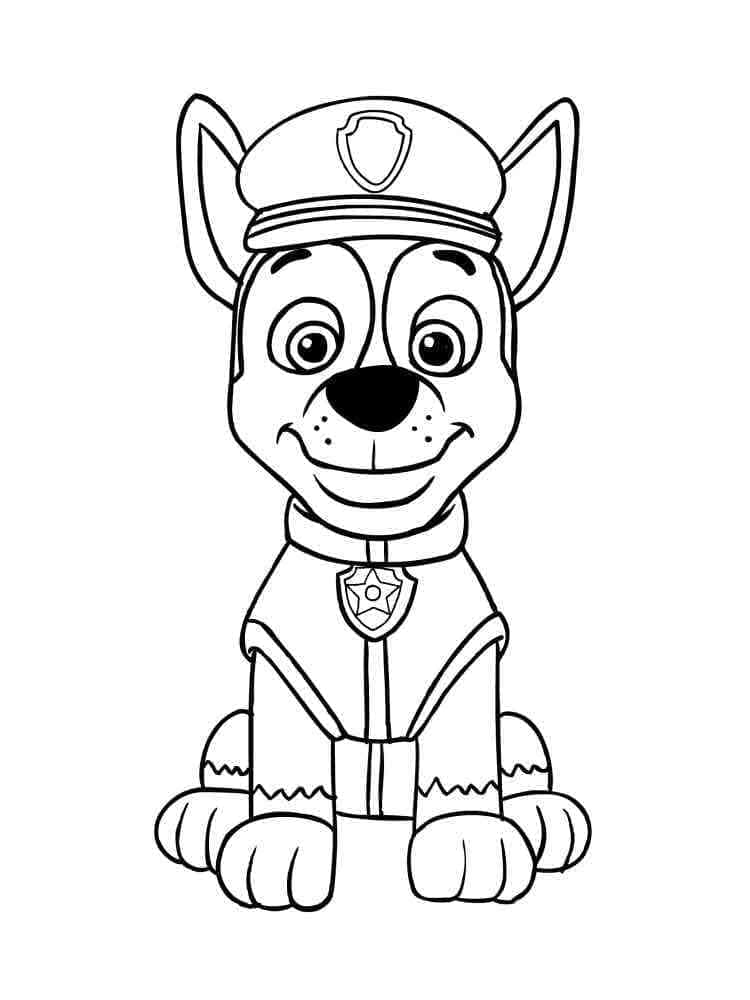 Smiling chase paw patrol coloring page