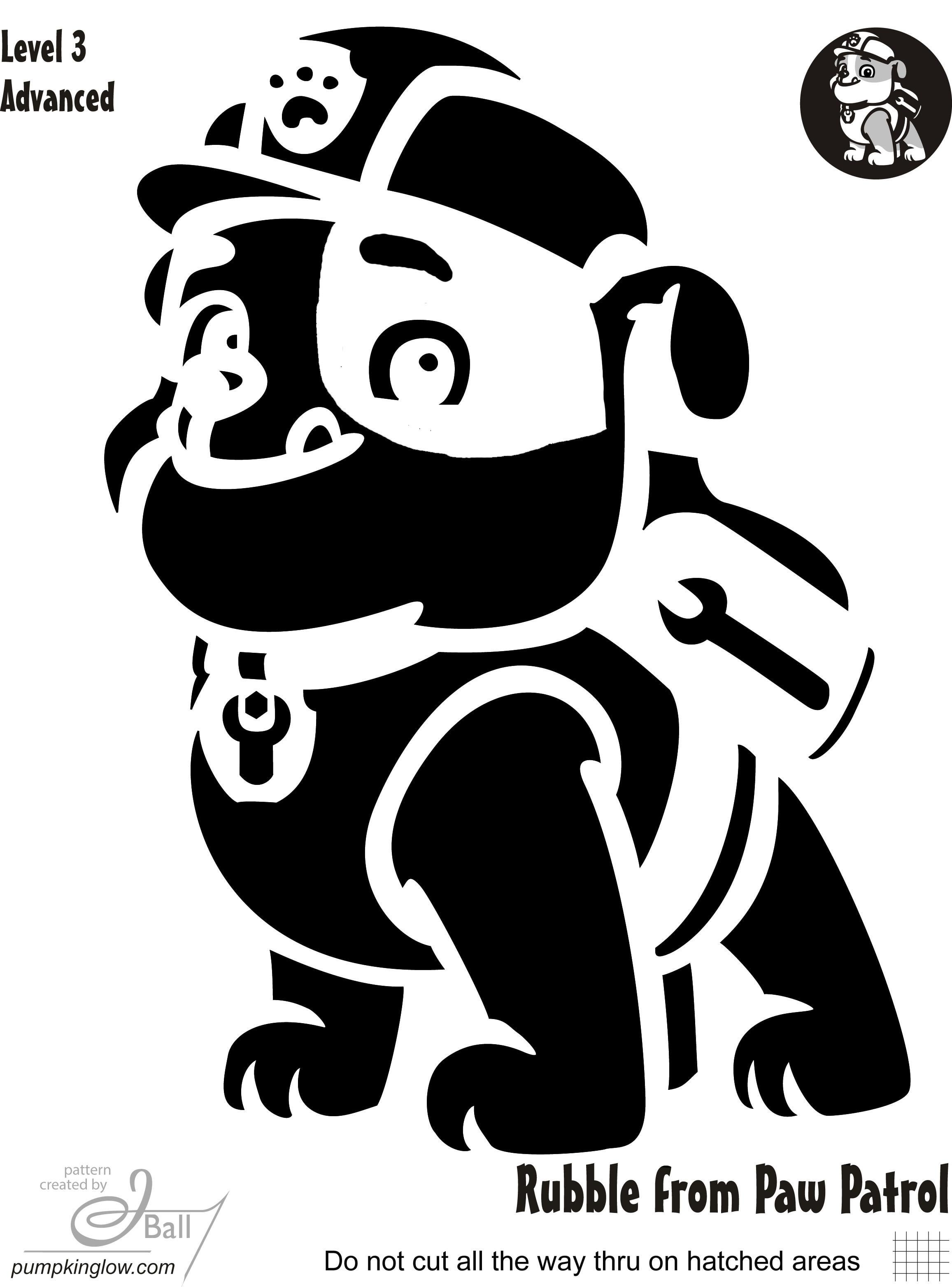 Paw patrol rubble pumpkin stencil