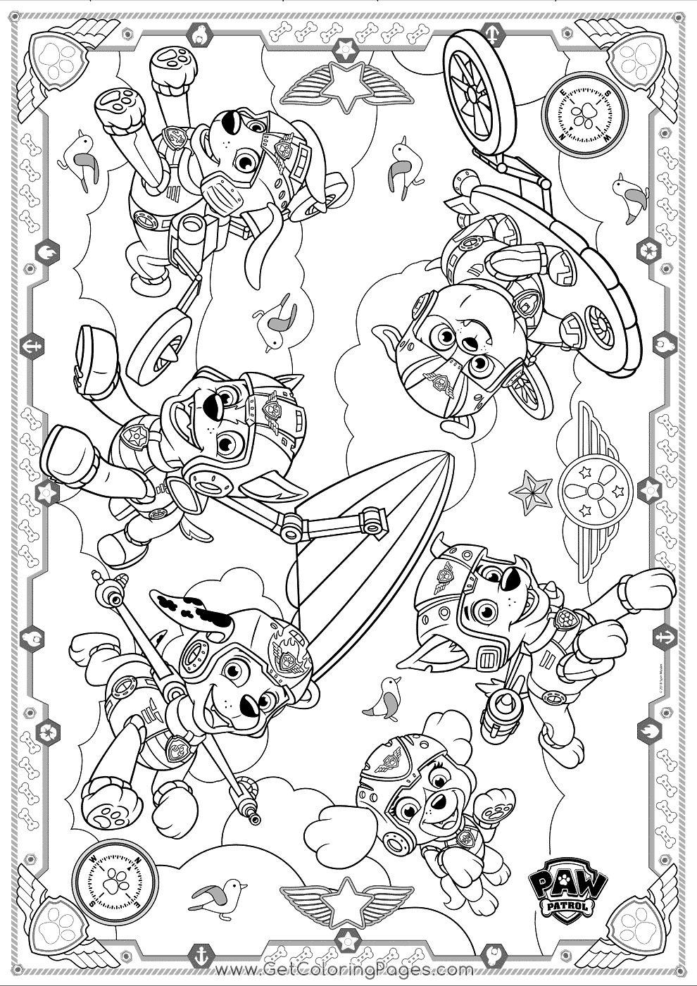 Paw patrol mighty pups coloring pages printable for free download