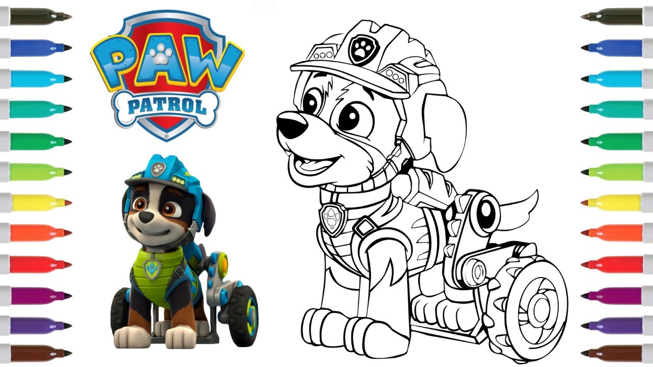 Paw patrol coloring book page rex paw patrol dino rescue coloring page