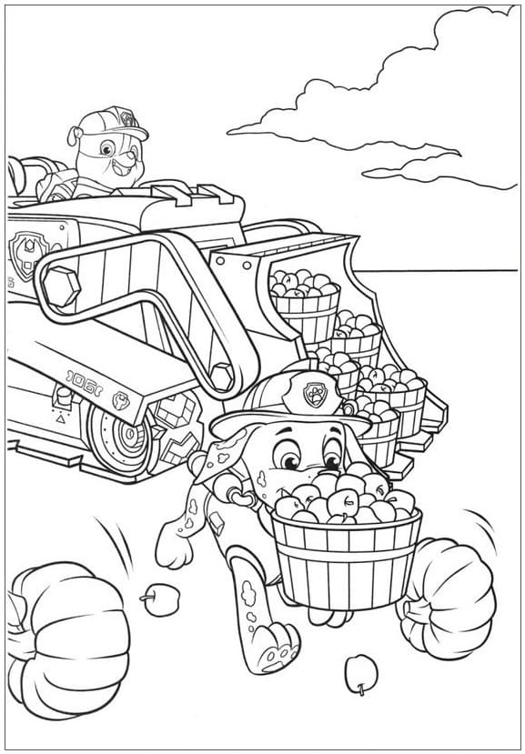 Rubble and marshall paw patrol coloring page