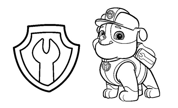 Rubble and badge paw patrol coloring pages paw patrol coloring paw patrol coloring pages paw patrol badge