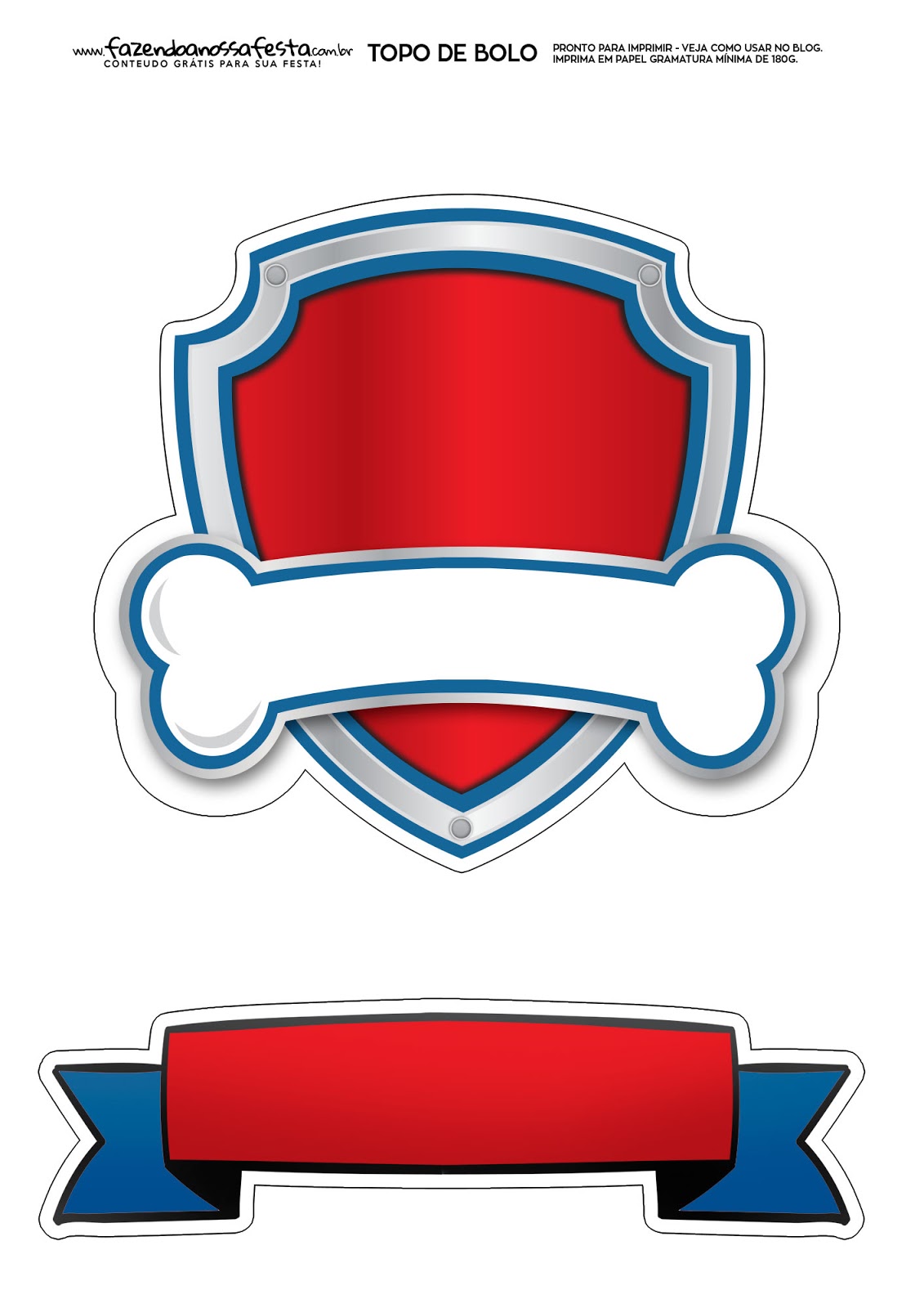 Paw patrol shield free printable cake toppers