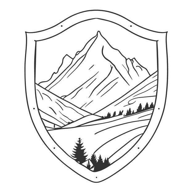 Premium vector shield valley vector illustration line art