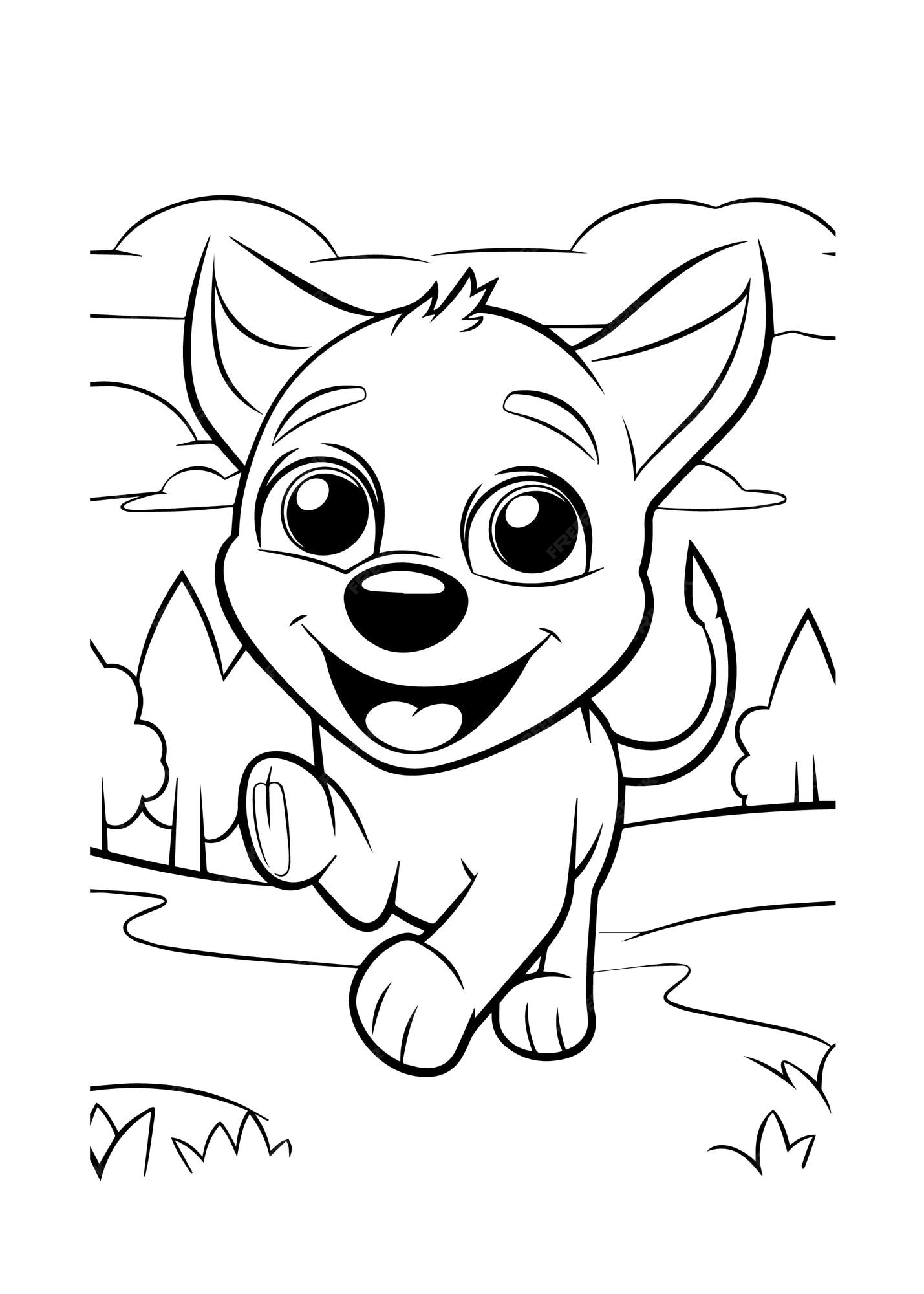 Premium vector coloring pages for kids dog on the road