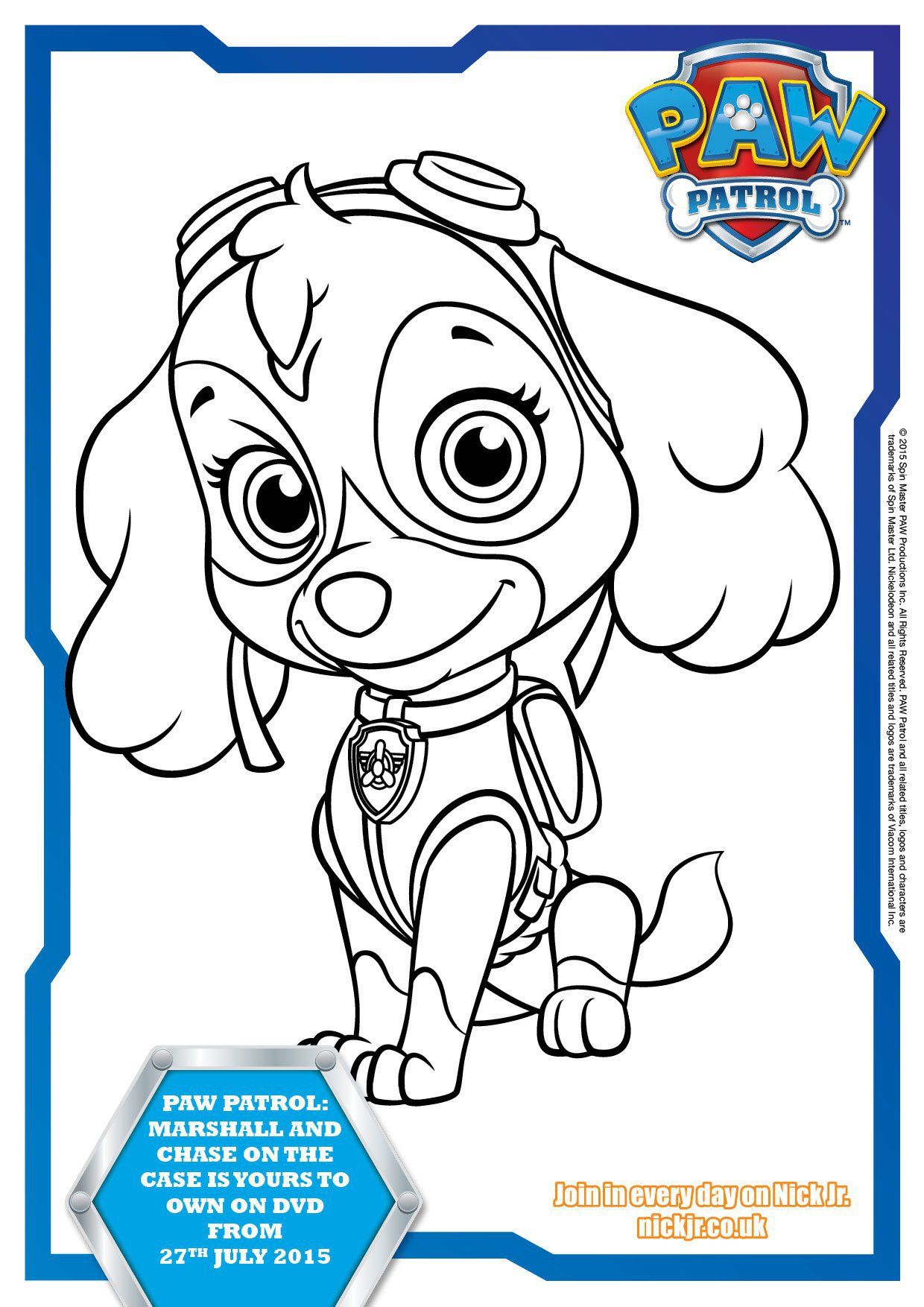 Paw patrol coloring pages sky