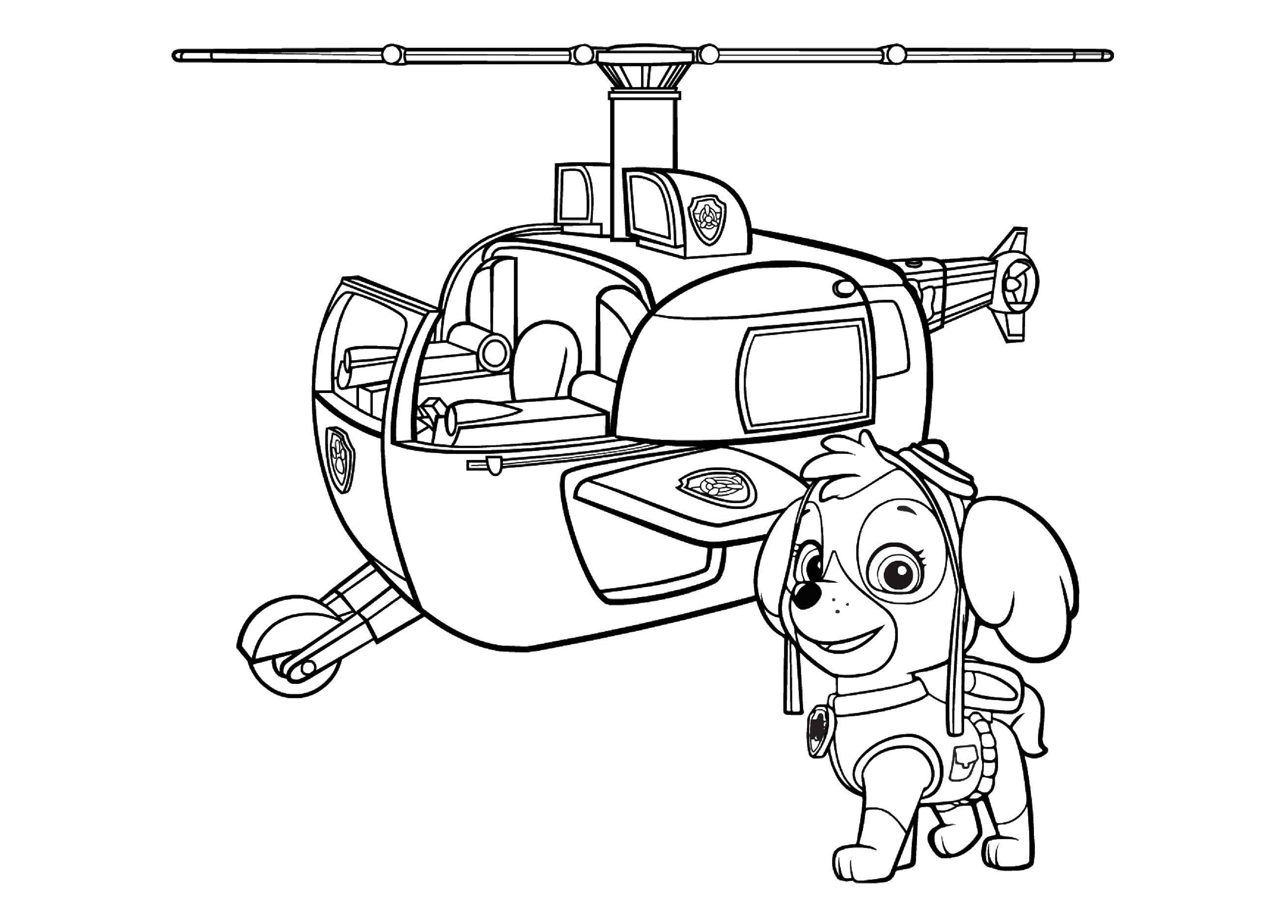 Online coloring pages puppy coloring skye the cockapoo puppy moves on a pink helicopter paw patrol
