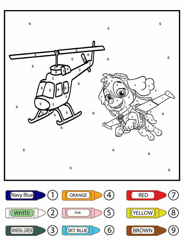 Paw patrol color by number coloring pages