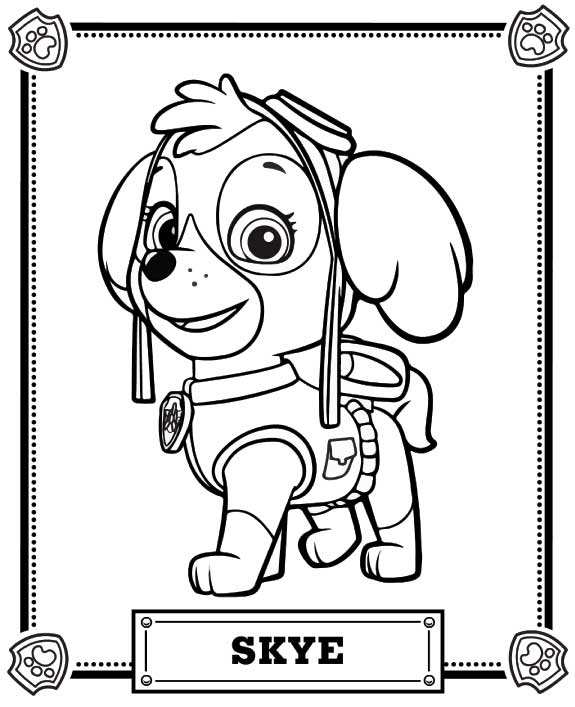 Cute paw patrol skye coloring pages free