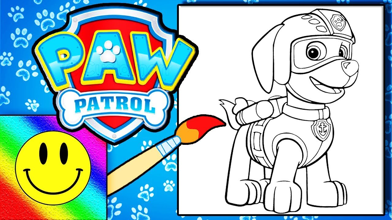 Zuma paw patrol coloring draw coloring page for kids