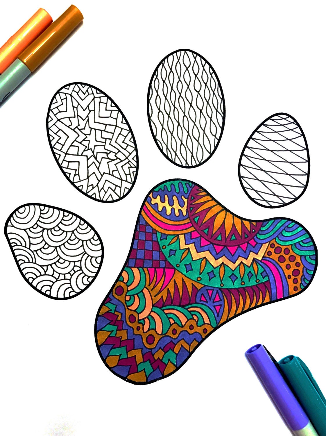 Paw print pdf coloring page