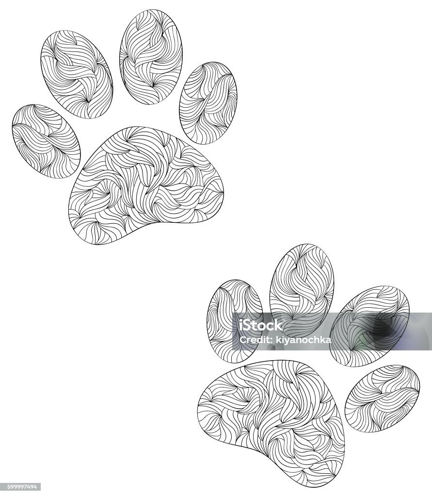Animal paw print on white background stock illustration