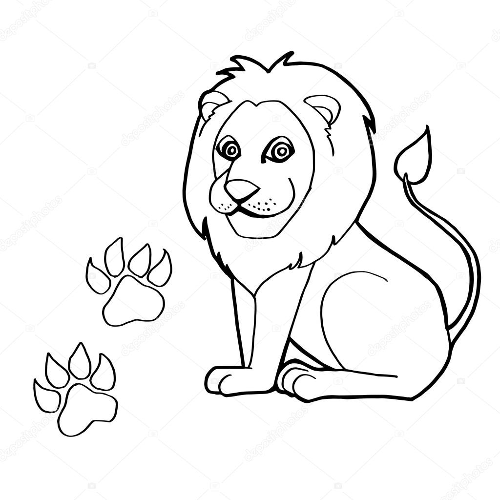 Paw print with lions coloring pages stock vector by attaphongw