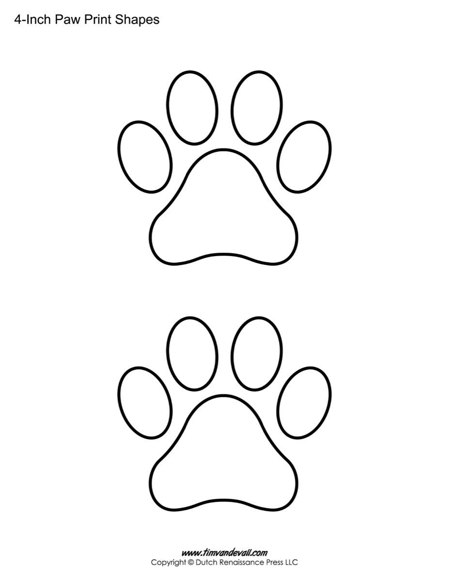 Paw print template shapes â tims printables
