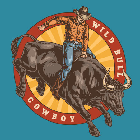 Rodeo de toros vector ilustracion y grãficos