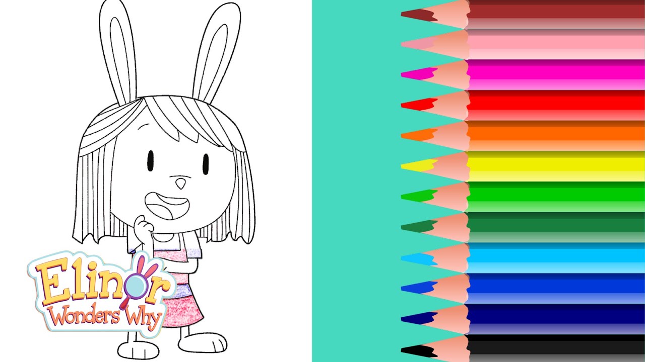 Elinor wonders why elinor rabbit coloring page colored pencils pbs kids