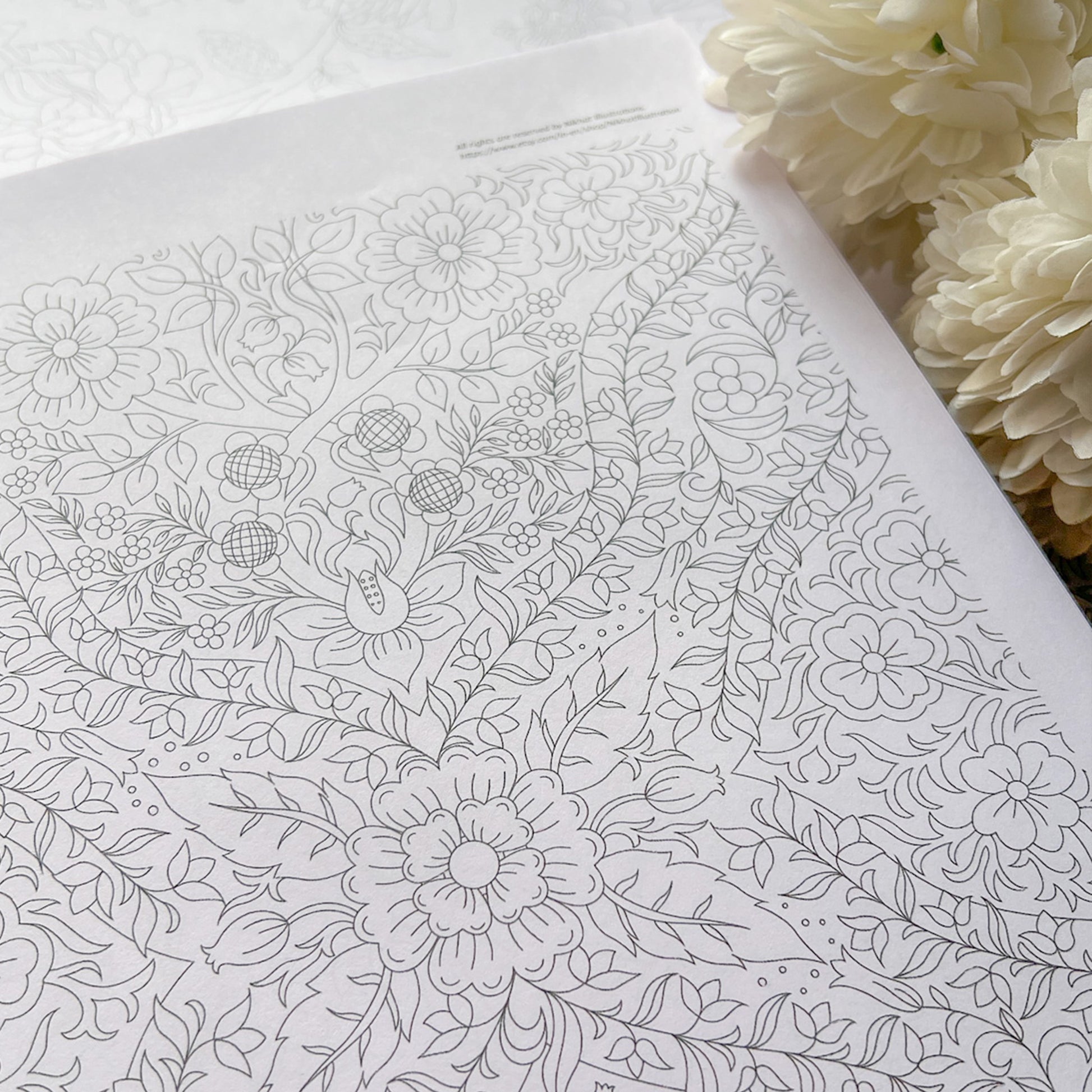 Intricate florals pdf adult coloring page instant download â nikhat illustrations