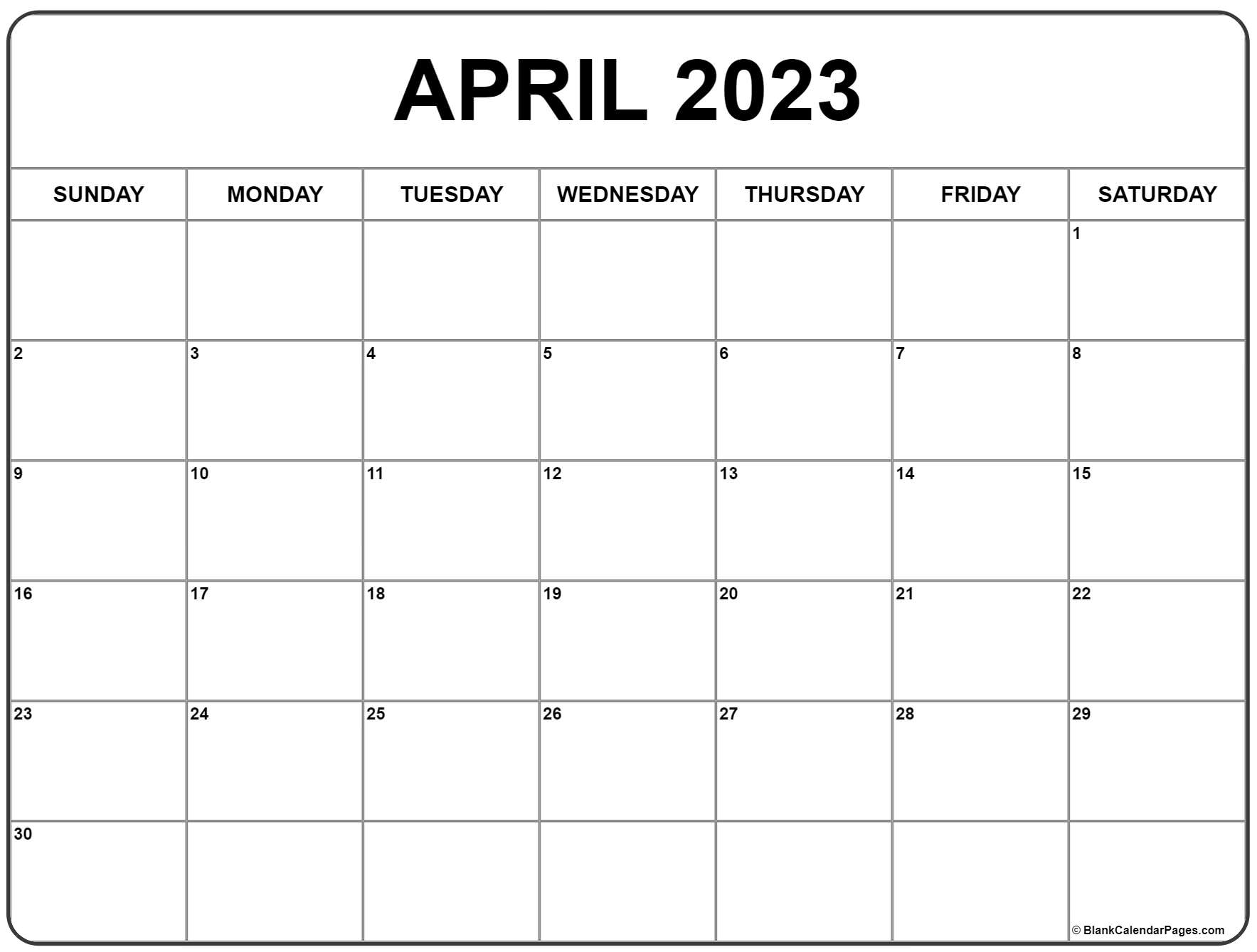April calendar free printable calendar