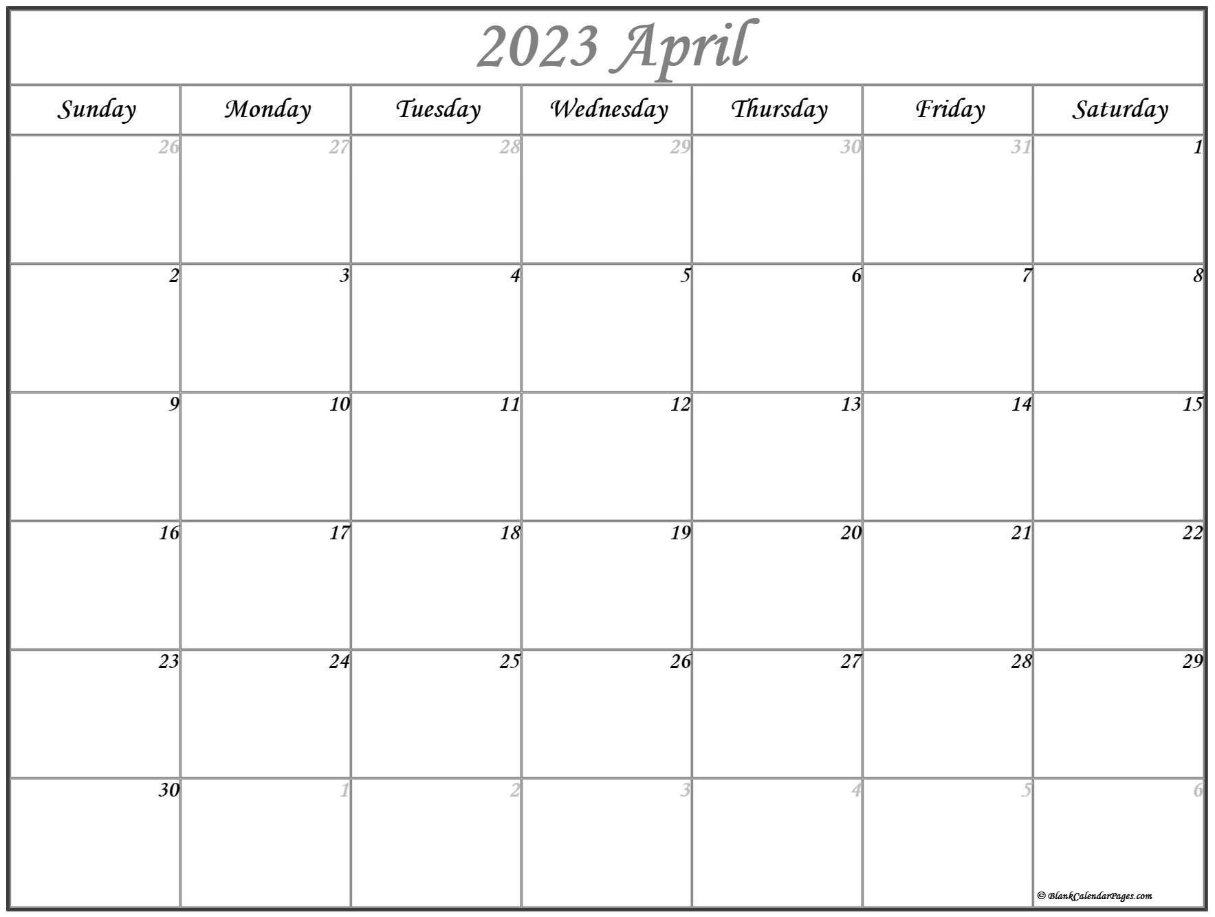 April calendar free printable calendar