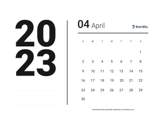 Printable april calendar free download in pdf