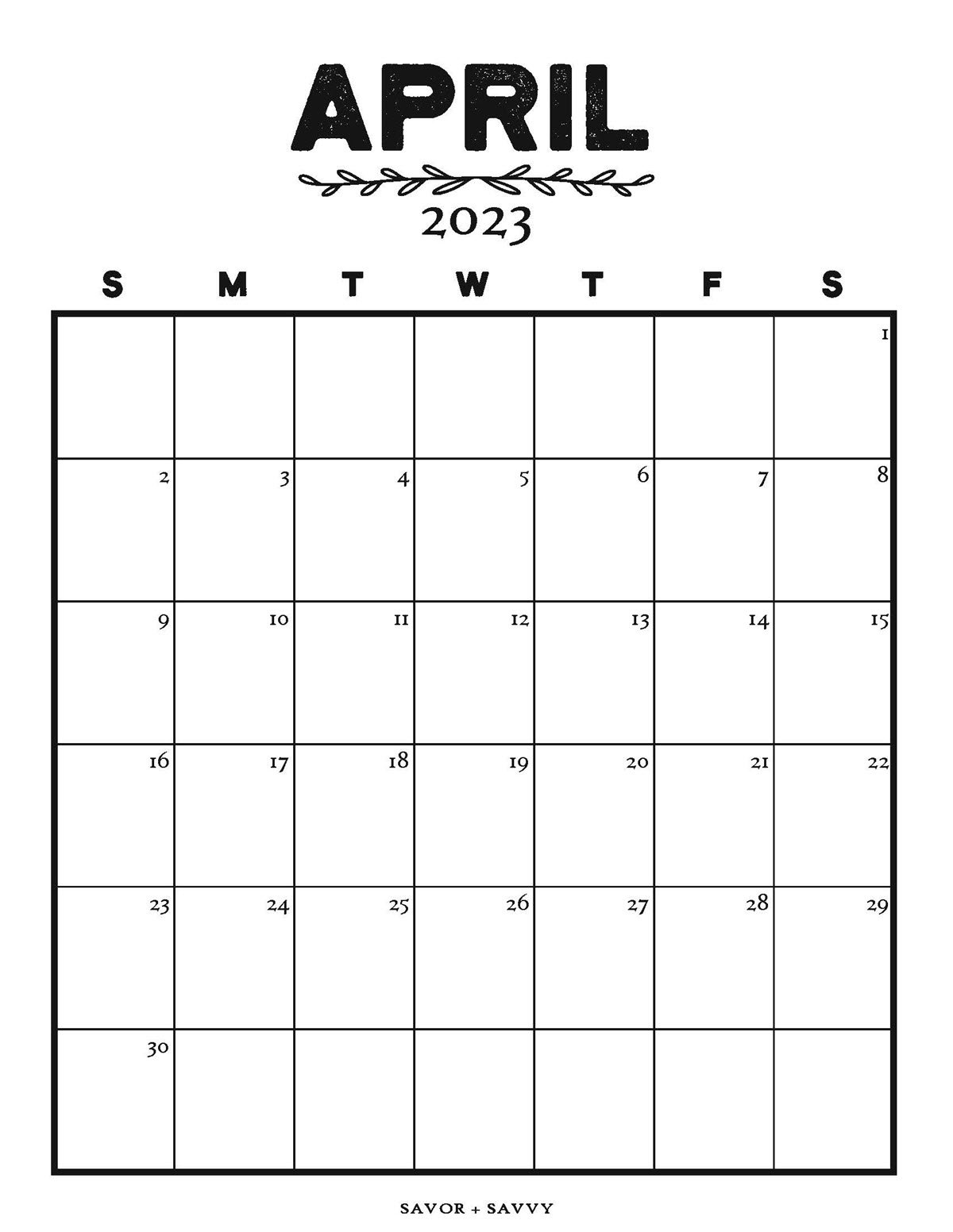 April calendar templates