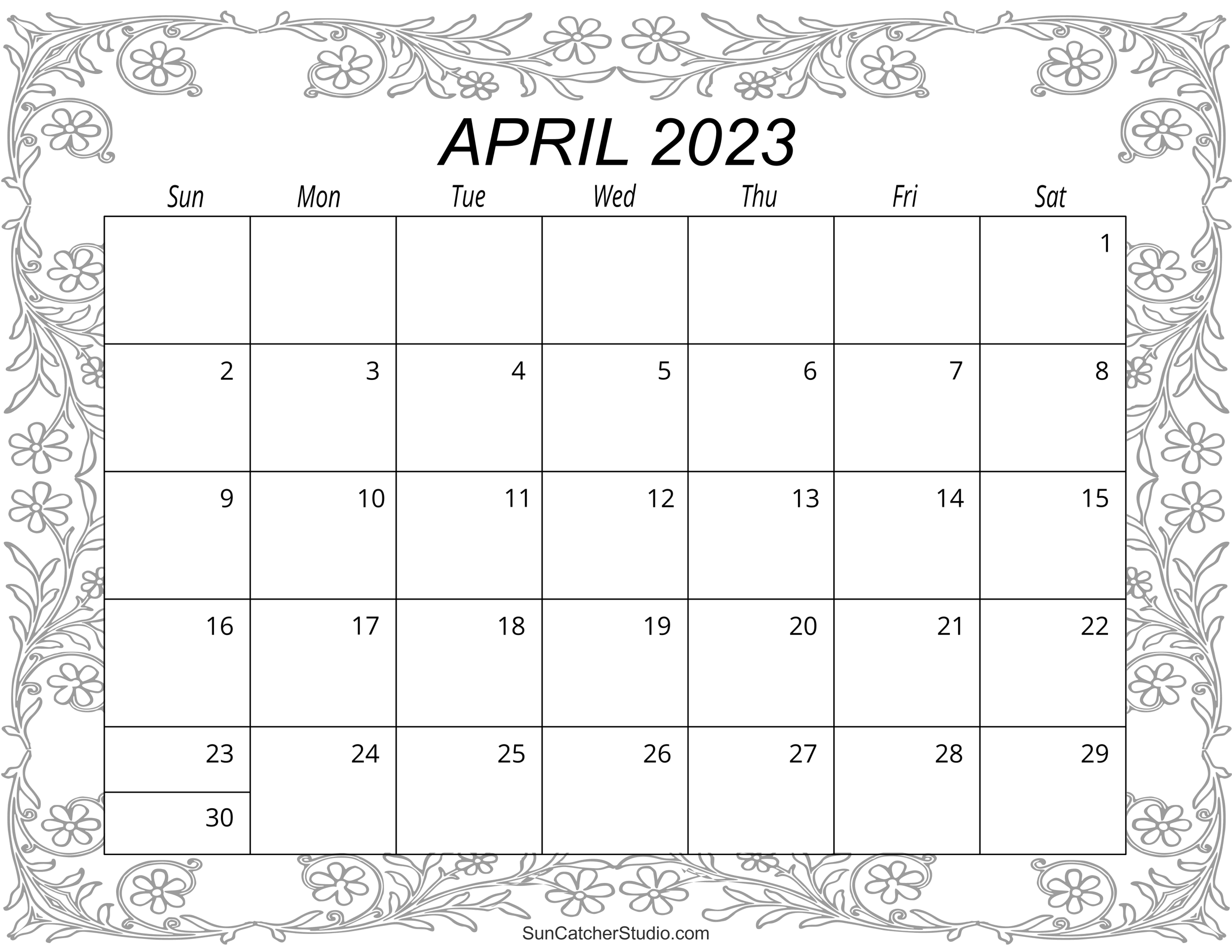 April calendar free printable â diy projects patterns monograms designs templates