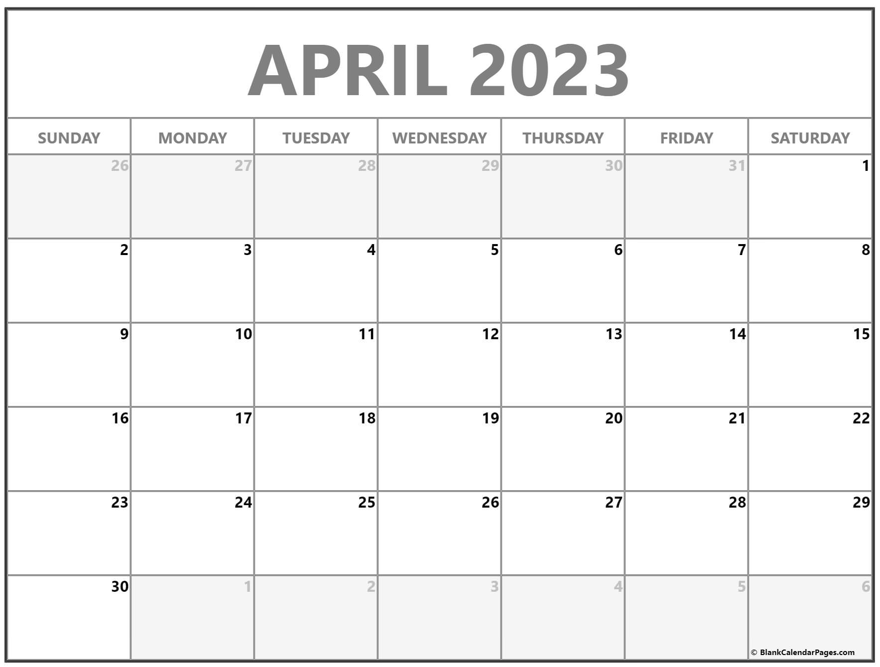 April calendar free printable calendar