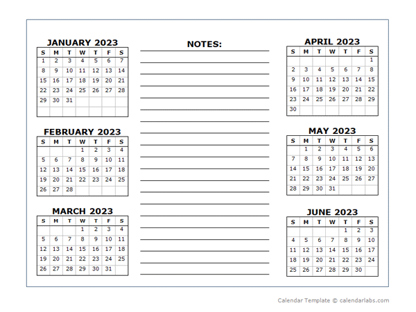 Months per page calendar template