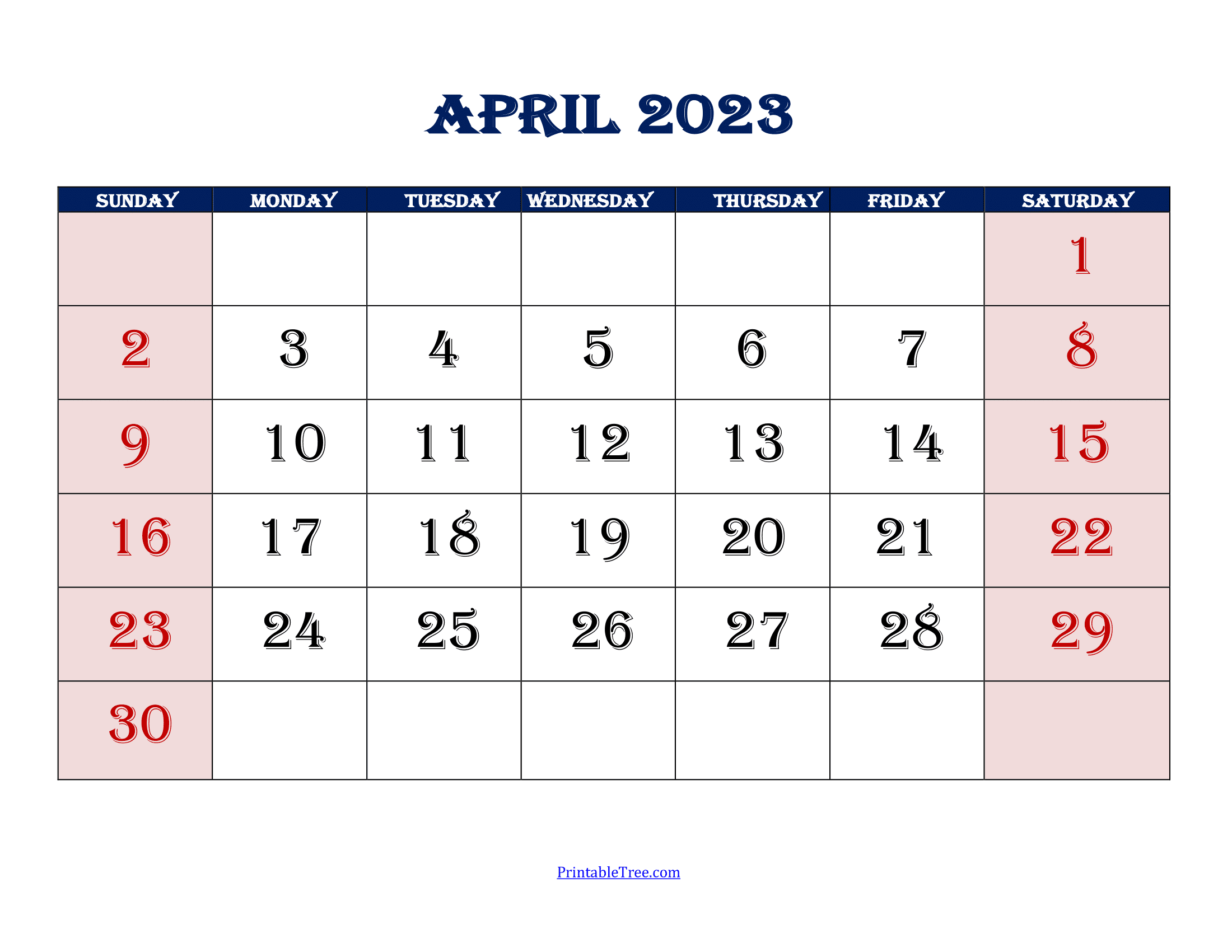 April calendar printable pdf with holidays templates